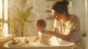 Bathing a child: accessories, care products