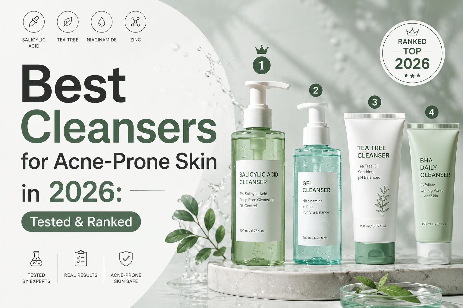 Best Cleansers for Acne-Prone Skin in 2026: Tested & Ranked